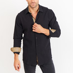 Button-Up Shirt // Black Knit Fabric (M)