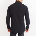 Button-Up Shirt // Black Knit Fabric (M)