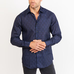 Button-Up Shirt // Patterned // Navy + Black (M)