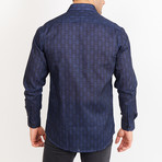 Button-Up Shirt // Patterned // Navy + Black (L)