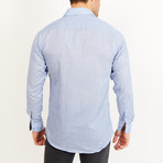 Button-Up Shirt // Blue + White Spot (M)