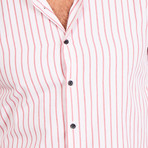 Button-Up Shirt // Red + White Stripe (L)