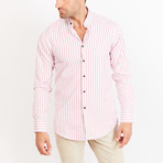 Button-Up Shirt // Red + White Stripe (L)