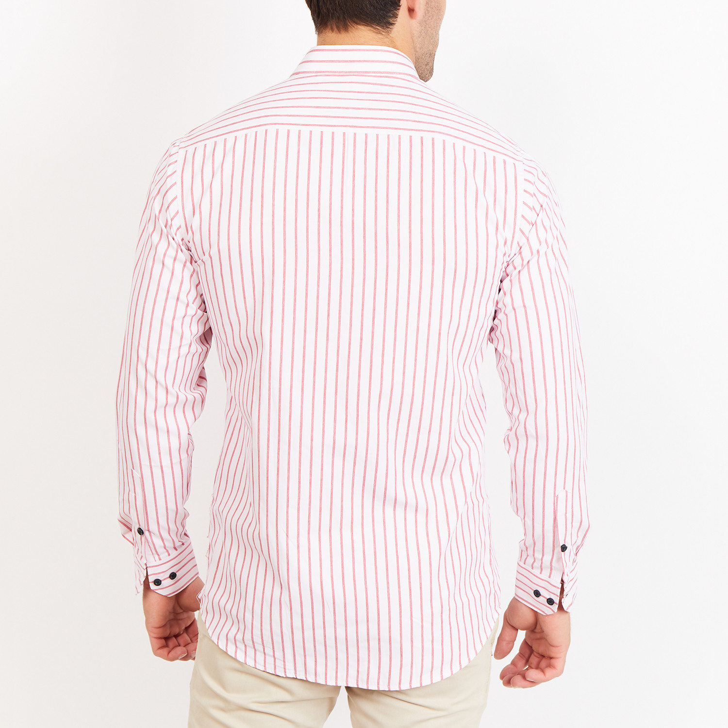 Button-Up Shirt // Red + White Stripe (S) - Blanc - Touch of Modern