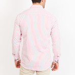 Button-Up Shirt // Red + White Stripe (M)
