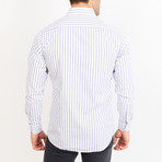 Button-Up Shirt // Blue + White Stripe (M)
