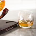 Etched Globe Whiskey Decanter Set