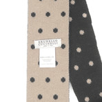 Brunello Cucinelli Knitted Straight Dot Tie // Black + Tan