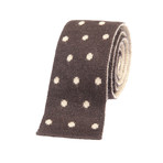 Brunello Cucinelli Knitted Straight Dot Tie // Brown + Cream