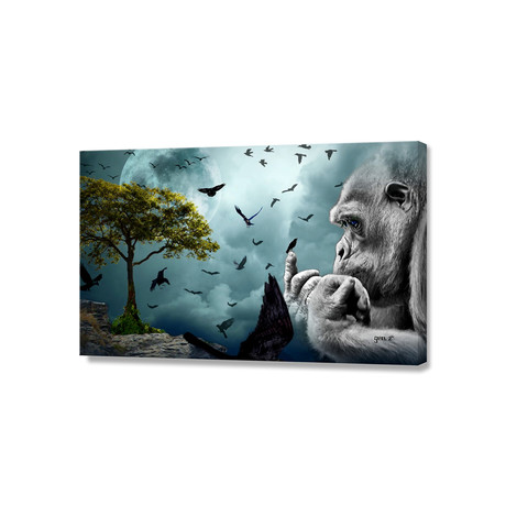 Gorilla Discovers Crows (24"W x 16"H x 1.5"D)