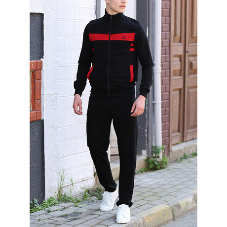 Dominic Track Suit // Black + Red (XS)