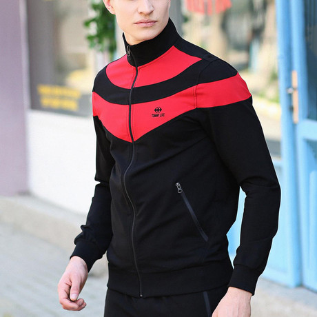 Parker Track Suit // Black + Red (XS)