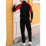 Aden Track Suit // Black + Red (XL)