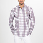Foster Button Down Shirt // White + Purple (S)