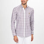 Foster Button Down Shirt // White + Purple (XL)