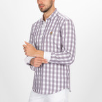 Foster Button Down Shirt // White + Purple (2XL)