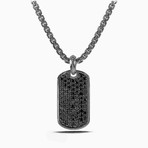 Designer Inspired Pendant Necklace // Black on Dark Tag