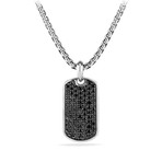 Designer Inspired Pendant Necklace // Black on Silver Tag