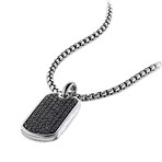 Designer Inspired Pendant Necklace // Black on Silver Tag