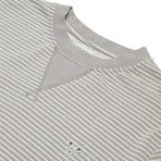 Stevie B Crewneck Fleece // Gray + White Stripe (M)