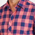 Button-Up Shirt // BL7 // Pink + Blue (S)