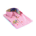 Reversible Cuff Button-Down Shirt // Pink + White Squares (S)