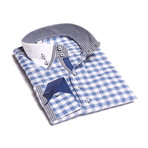 Reversible Cuff Button-Down Shirt // Blue + White Checkered (S)