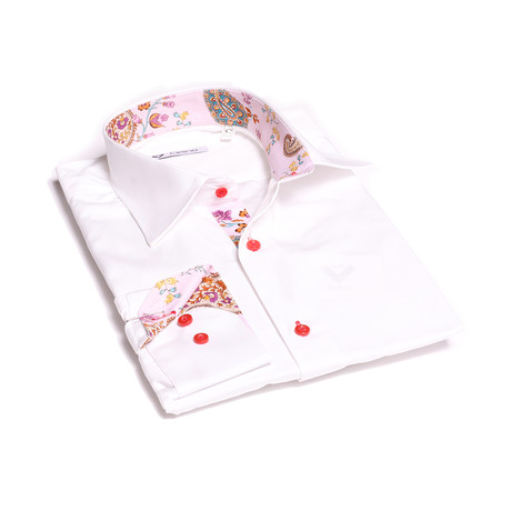 Reversible Cuff Button-Down Shirt // White + Colorful Paisley (XL)