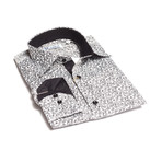Reversible Cuff Button-Down Shirt // White + Dark Gray Paisley (S)