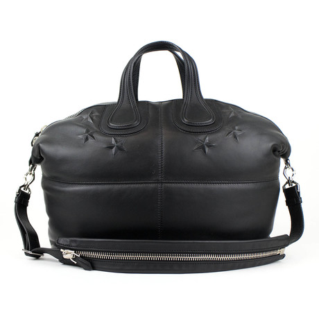 Large Nightingale Embossed Star Tote Bag // Black