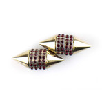 Double Cone Magnetic Shark Earrings // Silver + Red