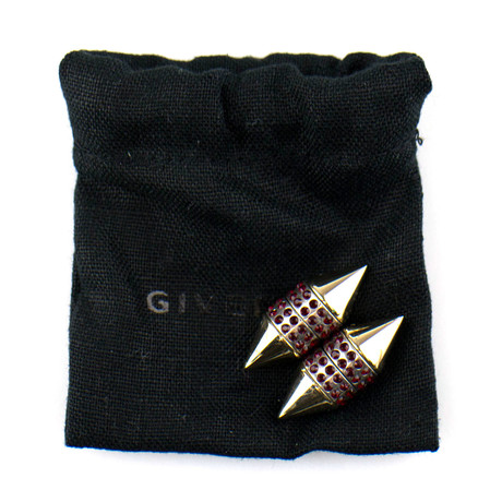 Double Cone Magnetic Shark Earrings // Silver + Red