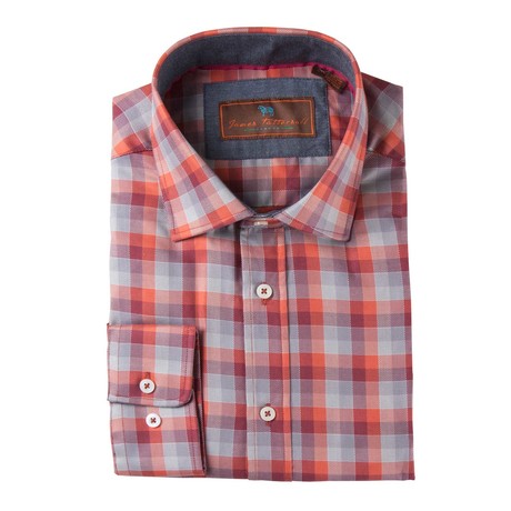 Multi-Check Spread Collar Shirt // Red (XS)
