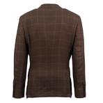 Modica Windowpane Wool Blend Double Breasted Suit // Brown (Euro: 44)