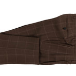 Portici Windowpane Wool Blend Double Breasted Suit // Brown (Euro: 46)