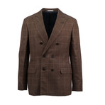 Portici Windowpane Wool Blend Double Breasted Suit // Brown (Euro: 44)