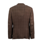 Portici Windowpane Wool Blend Double Breasted Suit // Brown (Euro: 48)