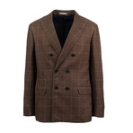Sanremo Windowpane Wool Blend Double Breasted Suit // Brown (Euro: 44)
