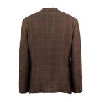 Sanremo Windowpane Wool Blend Double Breasted Suit // Brown (Euro: 46)