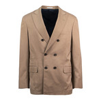 Carrara Herringbone Wool Blend Double Breasted Suit // Brown (Euro: 46)