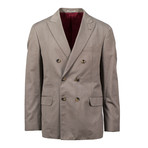 Foligno Herringbone Cotton Double Breasted Suit // Brown (Euro: 52)