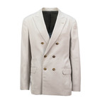 Imola Cotton Blend Double Breasted Suit // Beige (Euro: 46)