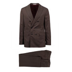 Anzio Herringbone Wool Blend Double Breasted Suit // Brown (Euro: 46)