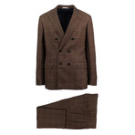 Sanremo Windowpane Wool Blend Double Breasted Suit // Brown (Euro: 50)
