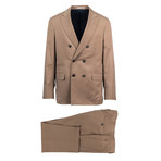 Bitonto Herringbone Wool Blend Double Breasted Suit // Brown (Euro: 44)