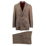 Teramo Birdseye Wool Blend Double Breasted Suit // Brown (Euro: 46)