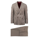 Foligno Herringbone Cotton Double Breasted Suit // Brown (Euro: 46)