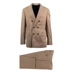 Cuneo Herringbone Wool Blend Double Breasted Suit // Brown (Euro: 46)
