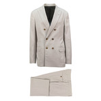Imola Cotton Blend Double Breasted Suit // Beige (Euro: 44)