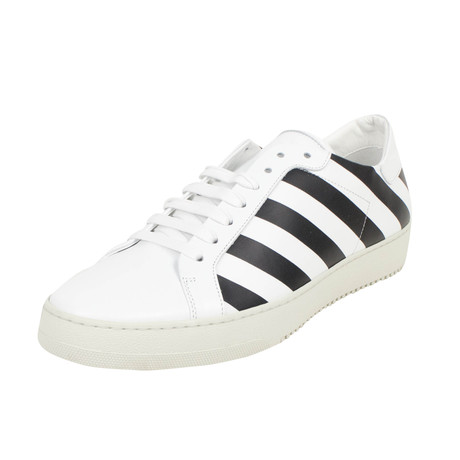 Off White // Classic Diagonals Sneakers // White + Black (Euro: 40)